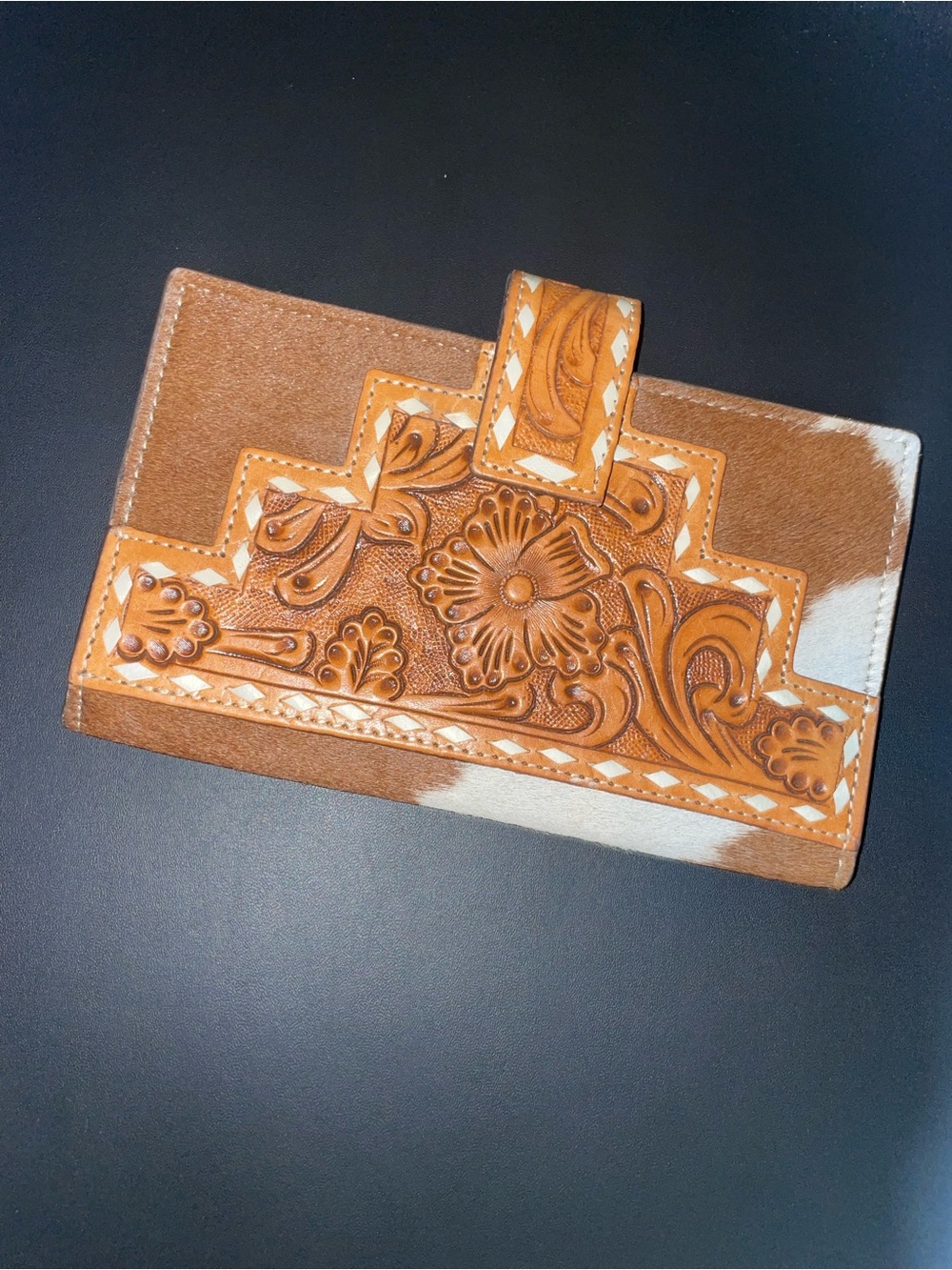 Cowhide Wallet With Leather Tooling